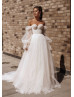 Off Shoulder Ivory Lace Tulle Dreamy Wedding Dress